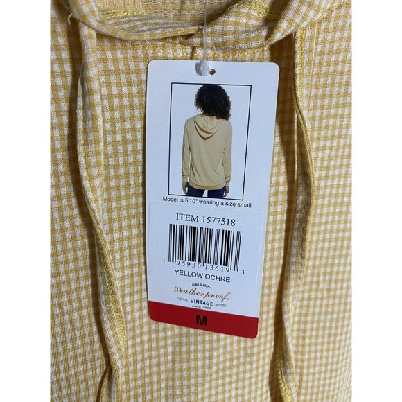 Weatherproof Vintage Womens Hoodie Shirt Gingham Long Sleeve Size Medium Yellow - Picture 6 of 8